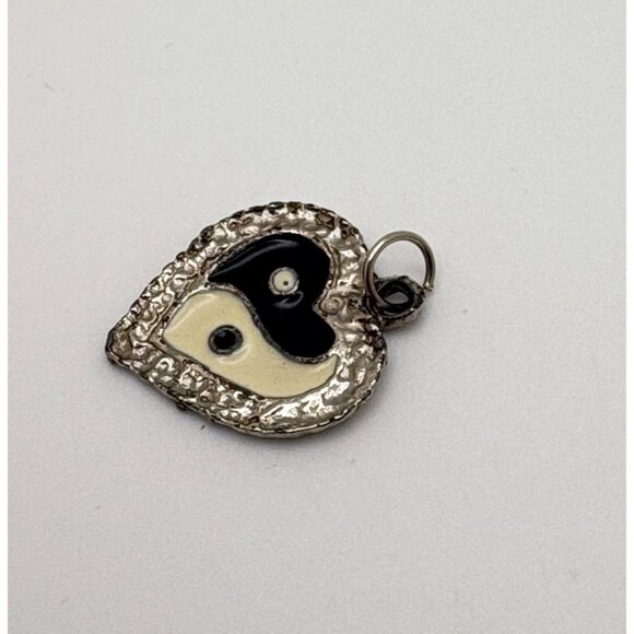 Heart Shaped Ying Yang Pendant Silver Tone Charm Enamel Fashion Jewelry - Picture 4 of 6
